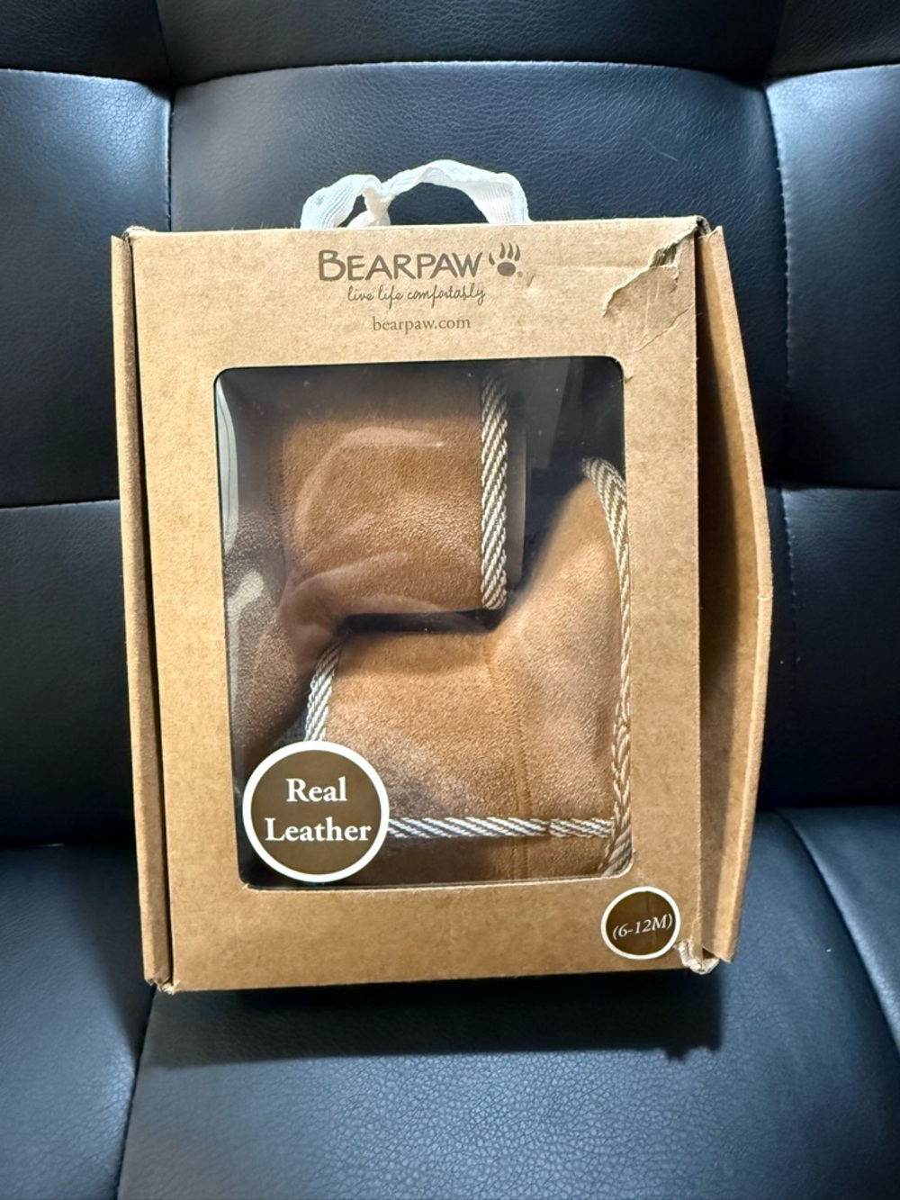 BearPaw Infant Suede-Look Brown Leather Booties